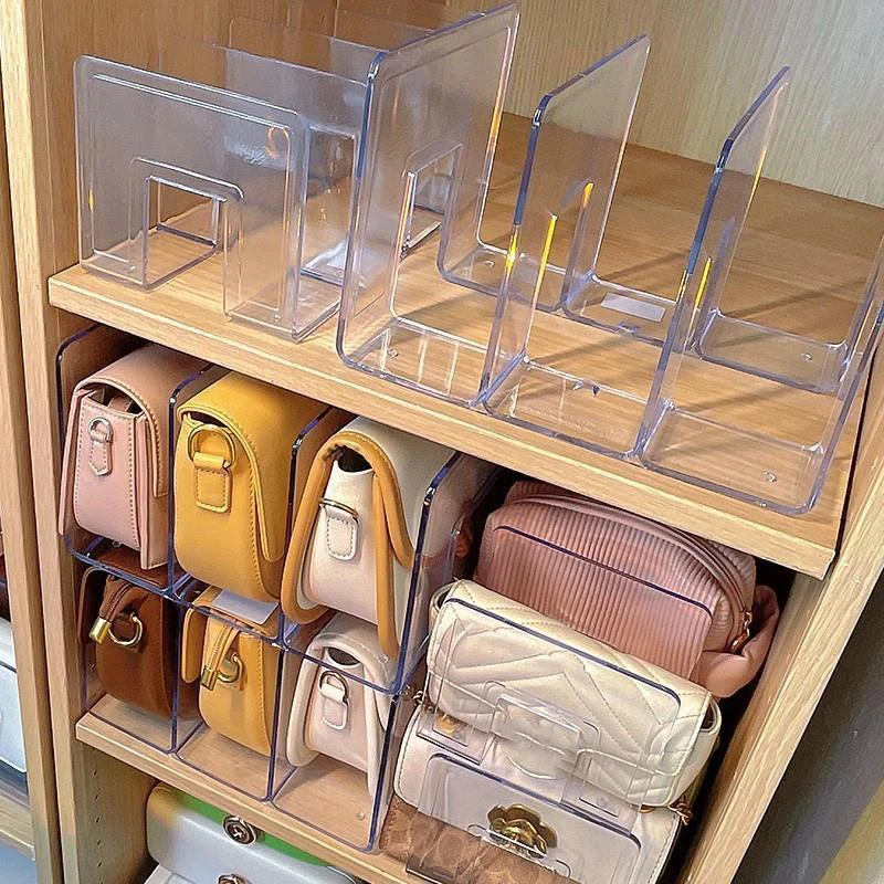 4 Grids Handbag Storage Racks Luxury Bags Purse Women Handbag Divider Organizer Transparent Acrylic Partition Display Cabinet - Image 2