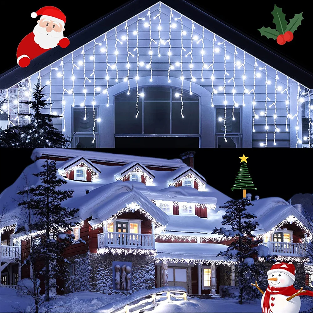 Christmas lights Curtain String Light Waterfall Outdoor Decoration 5M Droop 0.4-0.6m Fairy Led Lights for Garden Party Holiday - Image 5