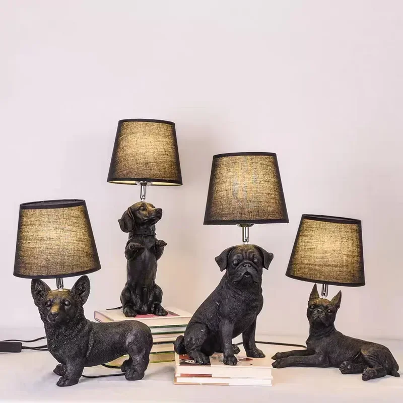 LED Resin Table Lamp Floor Lamp for Bedroom Bedside Children Art Deco Animal Puppy Dog Nightstand Nordic Table Light 220V - Image 5