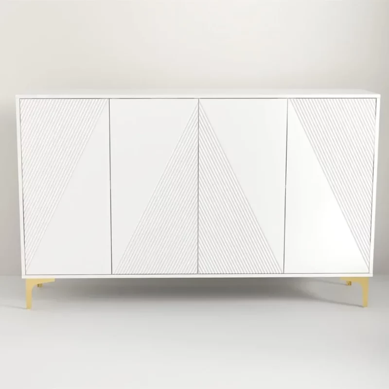 63 Inch Sideboard Buffet Cabinet with 4 Doors and Shelves Accent Cupboard Server for Organizing Living Room, Kitchen