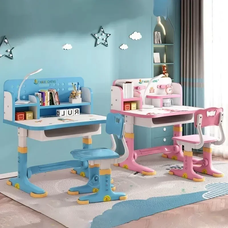 Children's Study Table Primary School Desk Liftable Plastic Student Writing Kids Table Household Desk and Chair Set for Kids B - Image 5