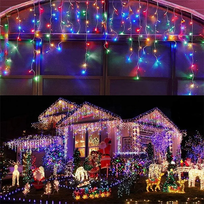 Christmas lights waterfall outdoor decoration 5M droop 0.4-0.6m led lights curtain string lights party garden eaves decoration