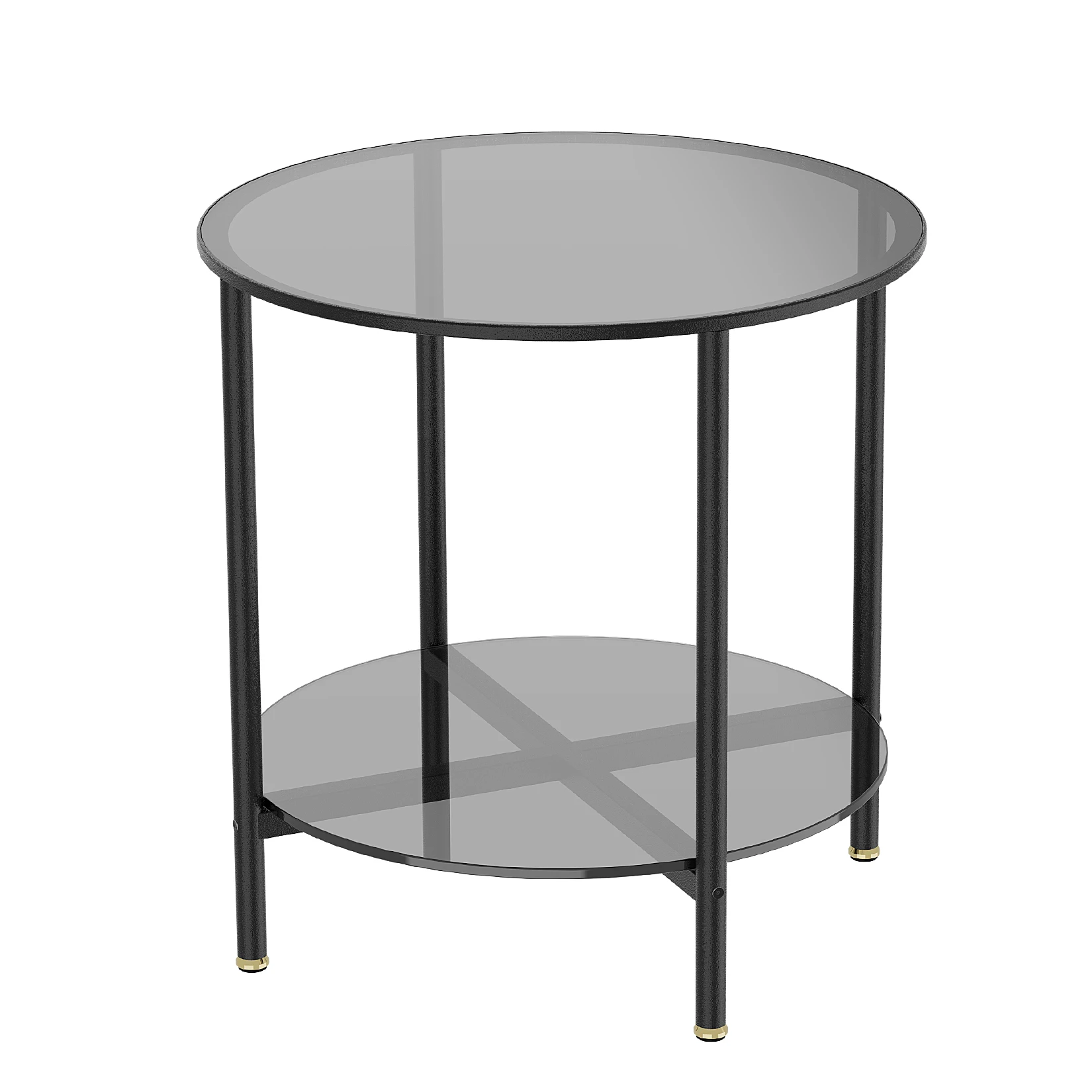 20” Round Coffee Table with Storage 2-Tier, Accent Table,Cocktail Table with Tempered Glass Top - Image 6