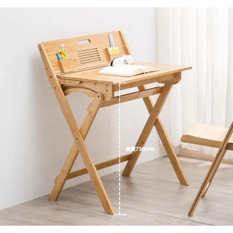 Bamboo Children Study Desk Living Room Foldable Writing Desk Chair Household Space-saving Portable Child Table Home Furniture - Image 3