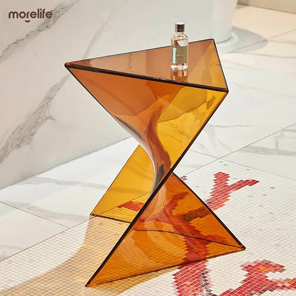 Nordic Acrylic Amber Color Coffee Table Living Room Transparent Side Table Creative Geometric Bedside Tables Furniture YX01+
