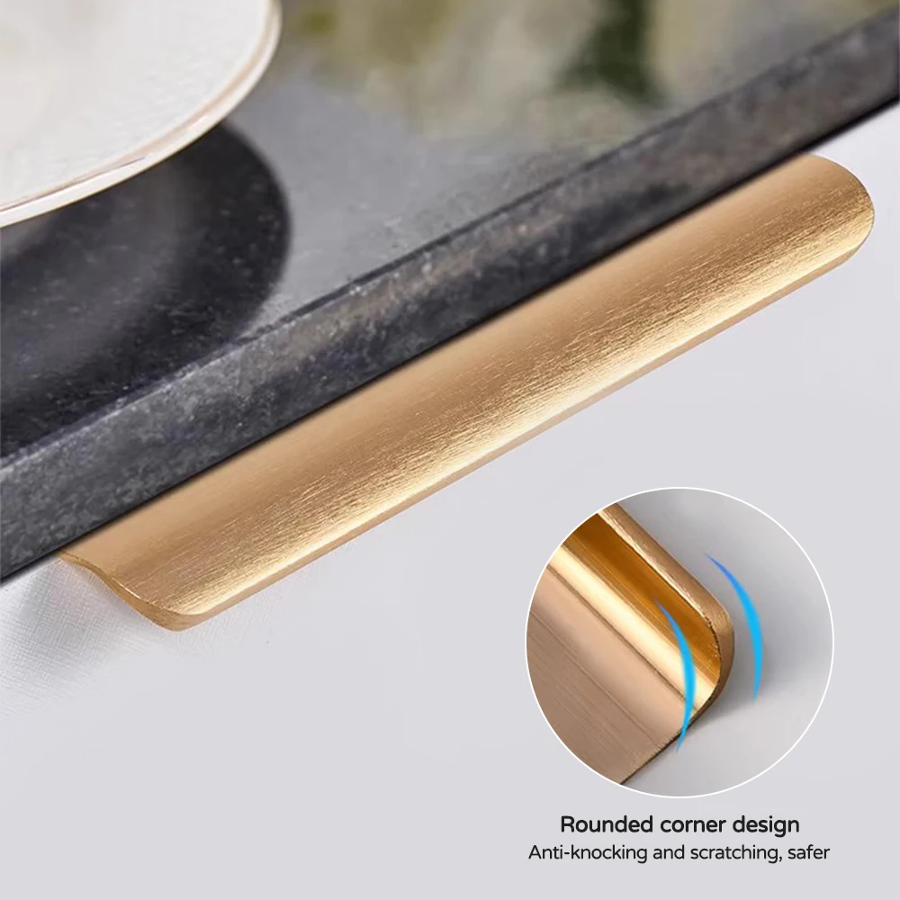 Hidden Furniture Handles Gold Black White Kitchen Cabinet Pulls Punch Free Handles for Cabinets and Drawers Arc Wardrobe Pulls - Image 2