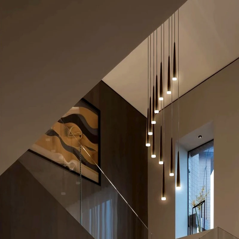 Modern ring stairs led lights pendant light lamps for living room led Chandeliers for dining room hanging light indoor lighting - Image 4