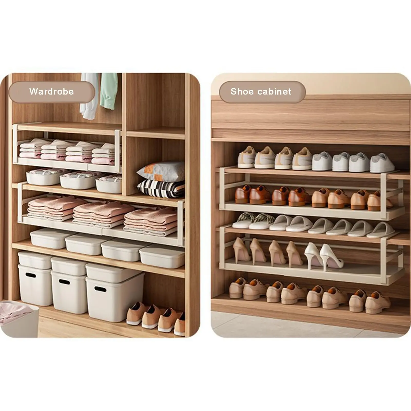 Expandable Cabinet Storage Shelf Layered Spice Hanging Rack Kitchen Counter Organizers Shelves Under Cabinet Retractable Basket - Image 6
