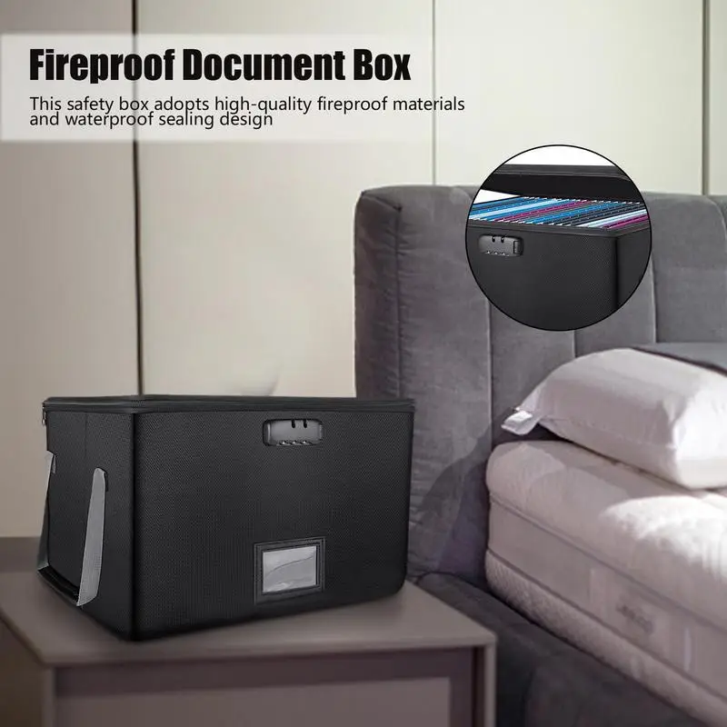 Fire Proof Document Safe Box Waterproof Safe Box Locking File Box Sealed Portable Large Capacity Filing Cabinet Organizer For - Image 3