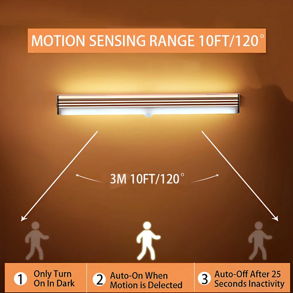 Night Lights Wireless LED Motion Sensor Lamp USB Rechargeable Magnetic For Wardrobe Room Closet Kitchen Aisle Tube Detector Bulb - Image 2