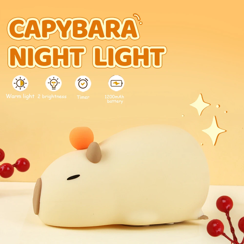 Cute Cartoon Capybara Silicone Night Light USB Rechargeable Timing Dimming Sleep Night Lamp for Children's Room Decor - Image 6