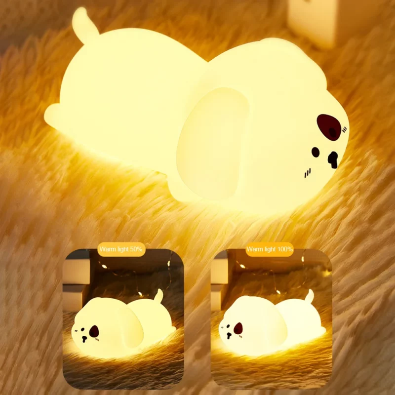 Cartoon Dog Lamp Dimmable Touch Sensor LED Puppy Night Light Timer Mini Silicone Puppy Lamp Remote Control for Kids Room Decor