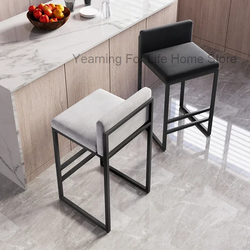 Midcentury Counter Bar Stools Kitchen Modern Reception Single Barber Bar Chair Live Room Soft Taburete Alto Indoor Furniture - Image 4