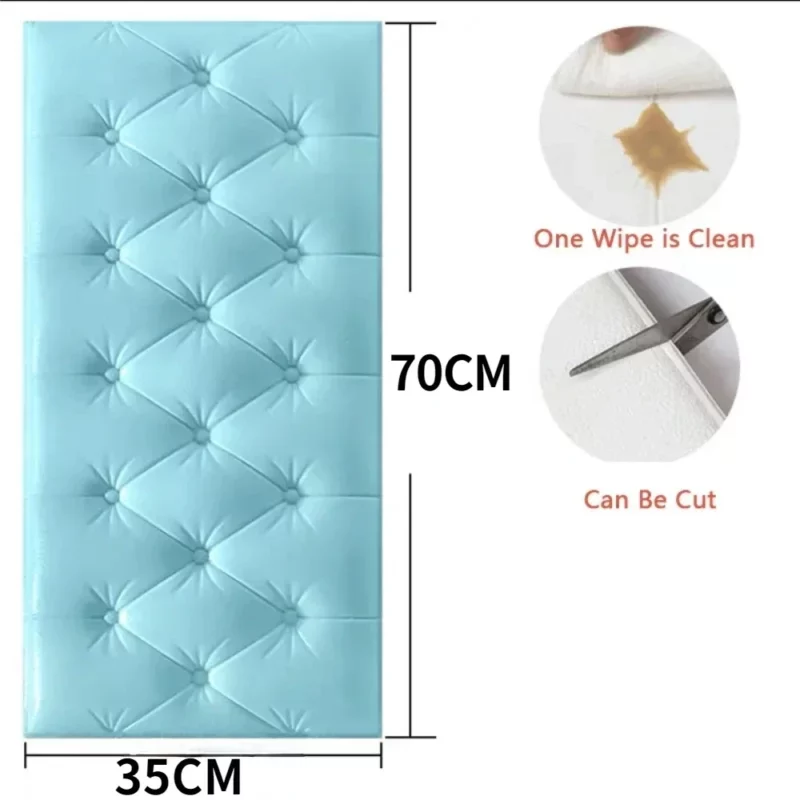 Home Decoration Anti-Collision 3D Soft Package Bed Sticker Thickened Self-Adhesive Wall Sticker Diy Tatami Headboard Bedroom