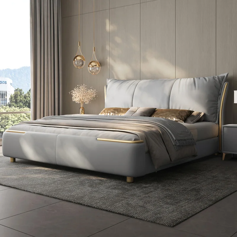 Minimalist Bedroom Bed Queen Size Leather Lounge Storage Bed Modern Multifunctional Camas Y Muebles Dormitorio Home Decor
