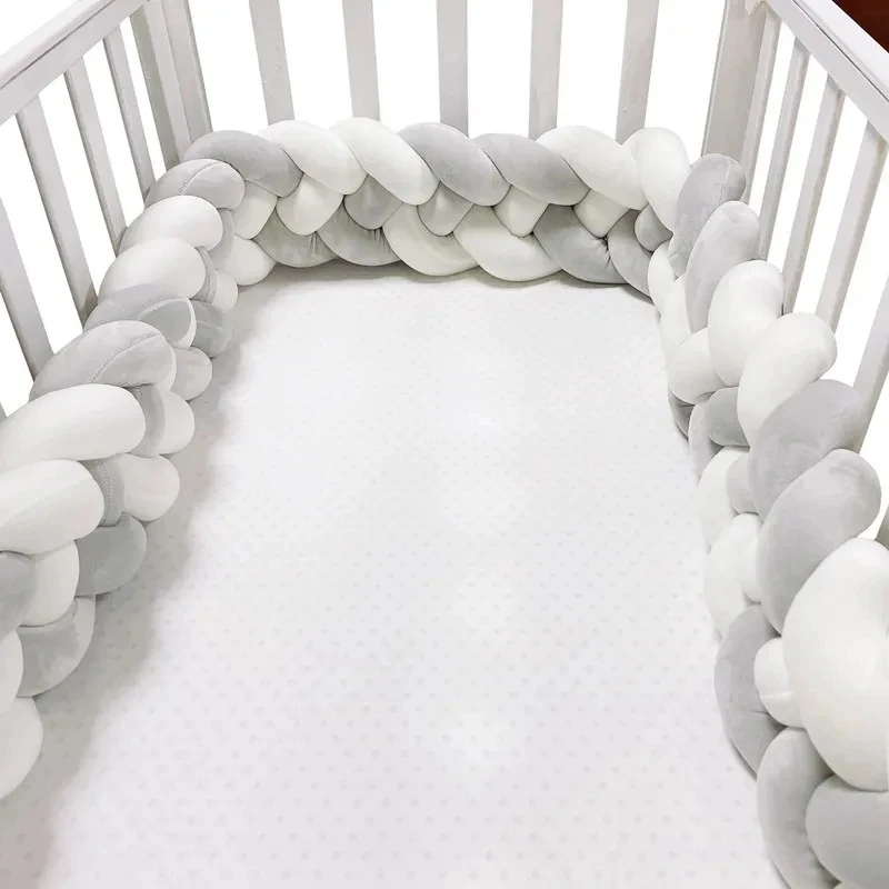 1-3.6M Baby Bed Bumper Handmade Knotted Braid Weaving Plush Crib Protector Infant Knot Pillow Baby Room Decor - Image 2
