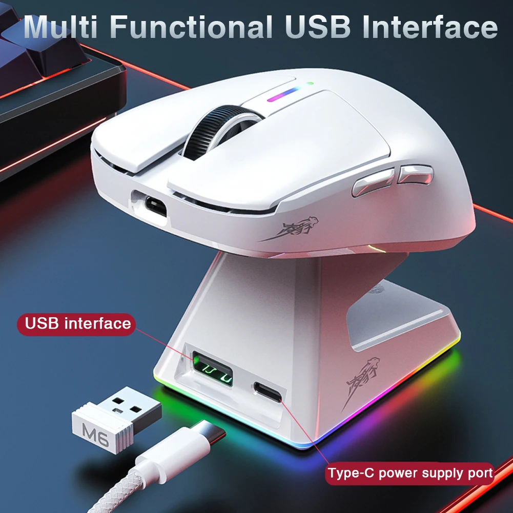 LB-M6 PAW3311 Bluetooth Mouse with Touch Magnetic Charging Dock 57g Ultra-Light 12000 DPI Triple Mode Gaming Mouse - Image 3
