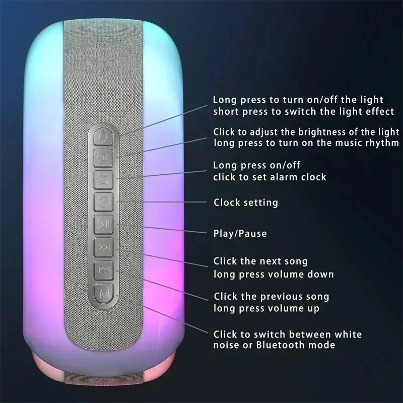 Wireless Bluetooth speaker with high-power subwoofer, speaker with color LED night light, desktop console, small laptop A - Image 6
