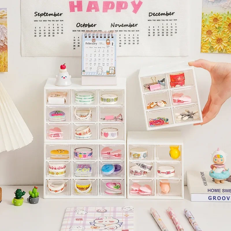 Jewelry Storage Box Mini Debris Cabinets Lattice Portable Amall Drawer Sorting Grid Desktop Office Supplies Color Randomly 1pcs - Image 2