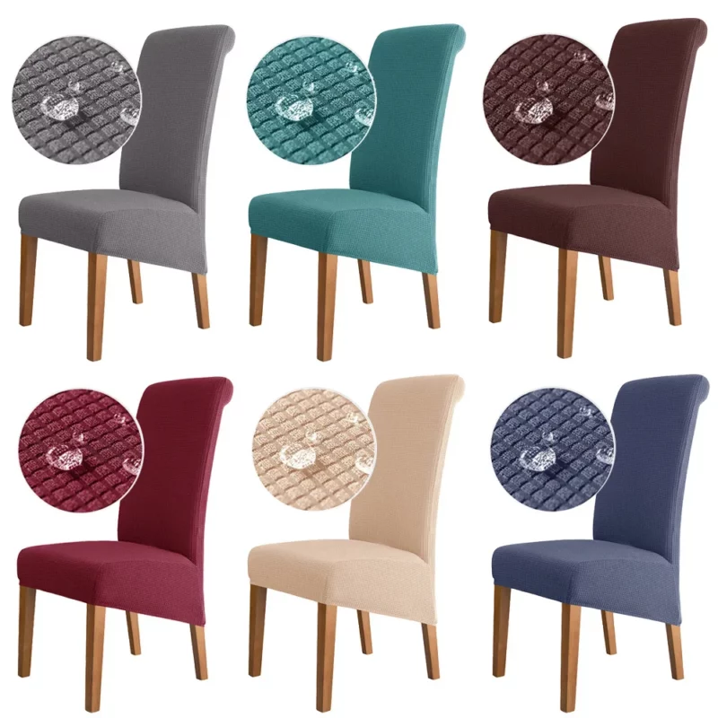 Plus Size Waterproof Dining Room Chair Covers High Back Large Kitchen Desk Chair Case Adjustable Seat Cover for Banquet Home