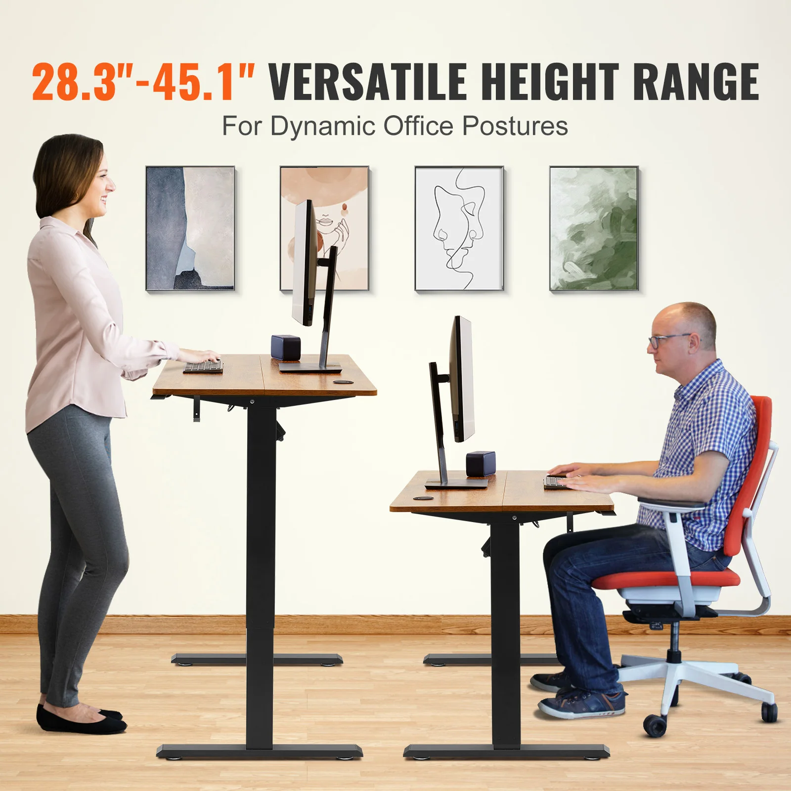 VEVOR Electric Standing Desk Height Adjustable Standing Desk W/ Dual Protecting System High Load Capacity Table for Home Office - Image 3