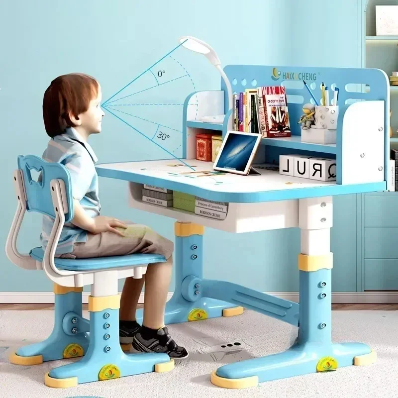 Children's Study Table Primary School Desk Liftable Plastic Student Writing Kids Table Household Desk and Chair Set for Kids B - Image 3