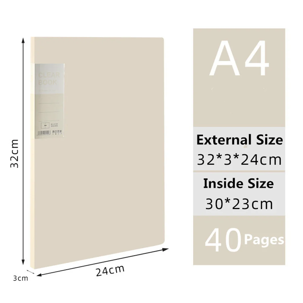 A4 File Folder Display Book 20/30/40/60 Pages Transparent Insert Paper Document Organizer Bag Office School Supplies Stationery - Image 6