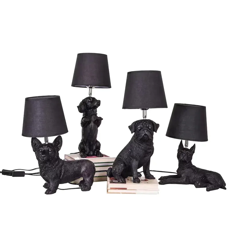 LED Resin Table Lamp Floor Lamp for Bedroom Bedside Children Art Deco Animal Puppy Dog Nightstand Nordic Table Light 220V - Image 3