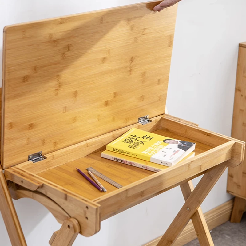 Bamboo Children Study Desk Living Room Foldable Writing Desk Chair Household Space-saving Portable Child Table Home Furniture - Image 4