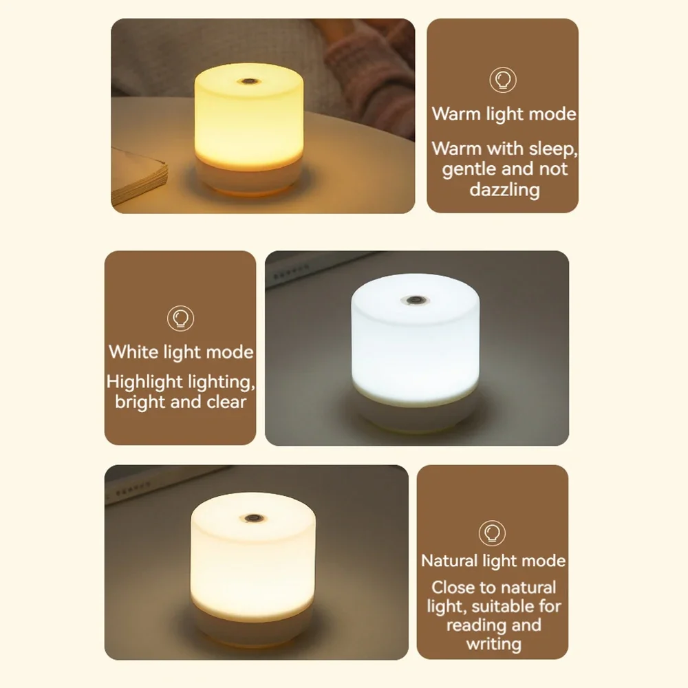 Touch Bedside Lamp Small USB Charging Night Light 3 Modes Dimming Table Lamp Bedroom Eye Protection For Kids Gift LED Book Lamp - Image 5
