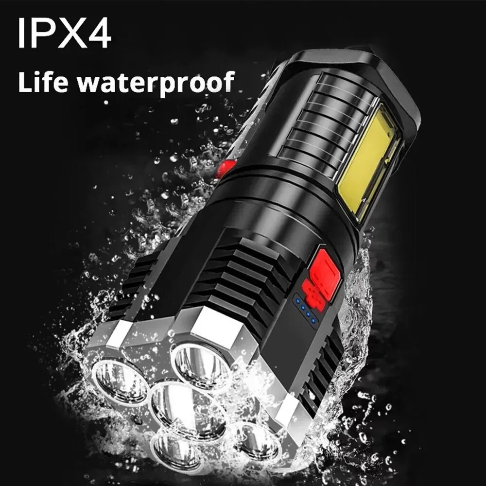 5LED High Power Led Flashlights Rechargeable Camping Spotlight with Side Light 3 Lighting Modes for Camping Adventure Outdoor - Image 2