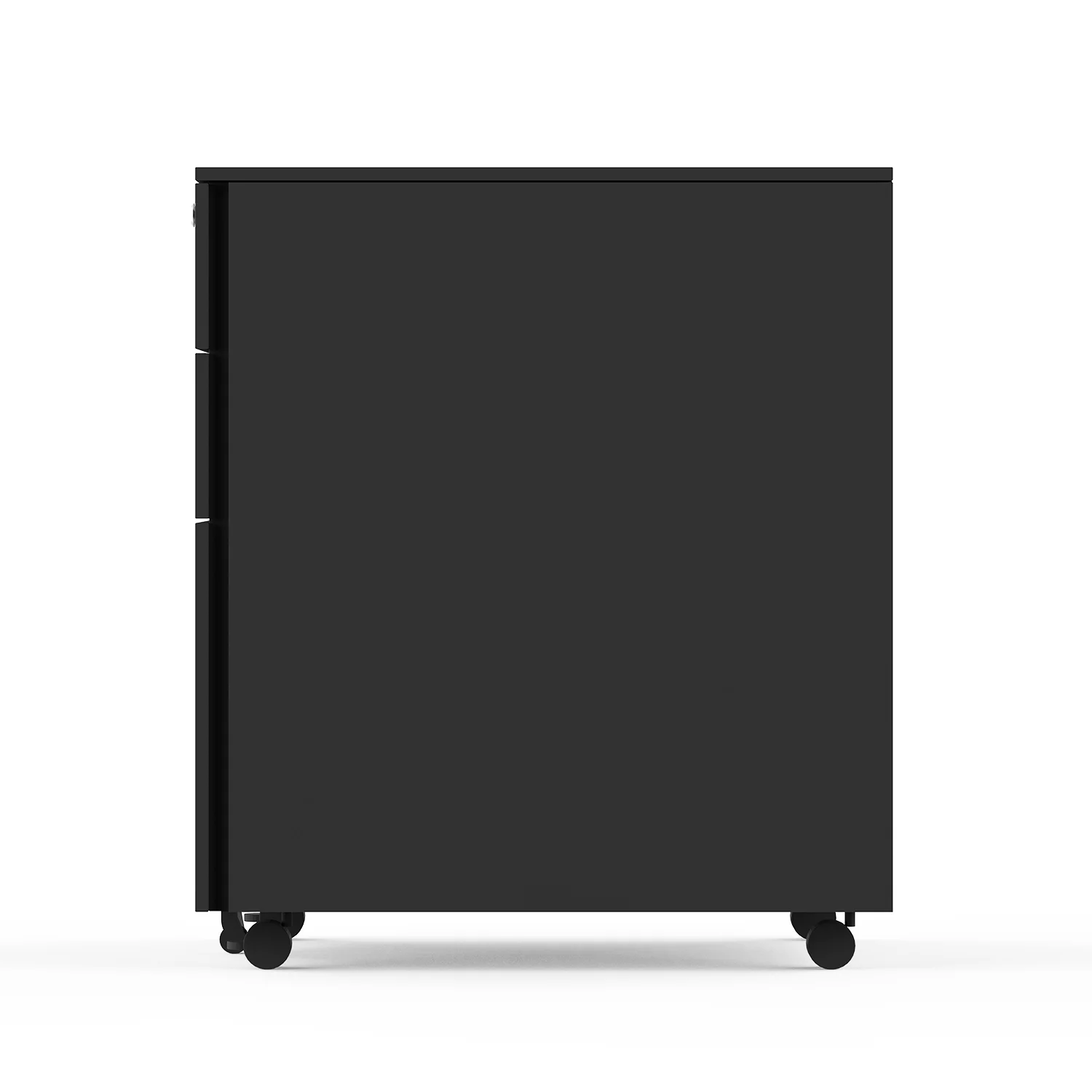 In Stock And Ready To Ship Black Mobile Pedestal 3 Drawer 4 Rolling Wheels A4 A5 Filing Storage Cabinet Under Office Desk - Image 6