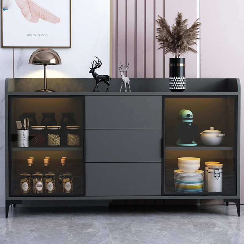Grey Cube Skincare Living Room Cabinet Coffee Station Modern Storage Buffet Cabinet Display Kitchen Cajoneras Bedroom Furniture - Image 4