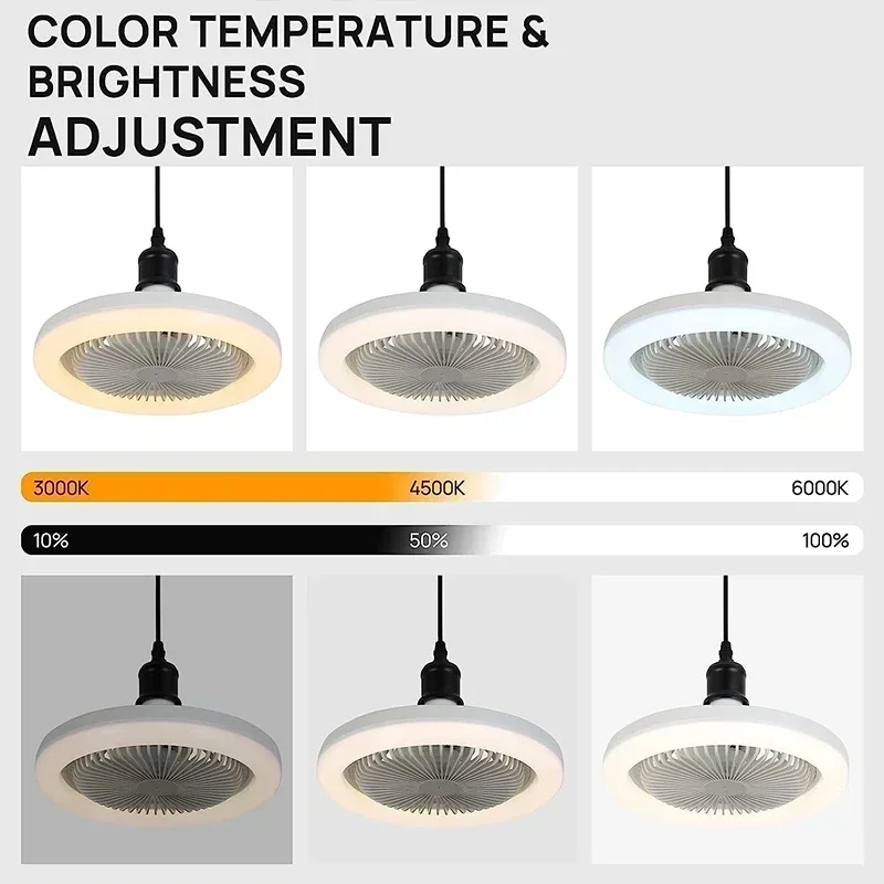Smart 3 In 1 Ceiling Fan With Remote Control Lighting E27 Conversion Base 85-265v Lighting Base Suitable for Bedroom and Living - Image 2