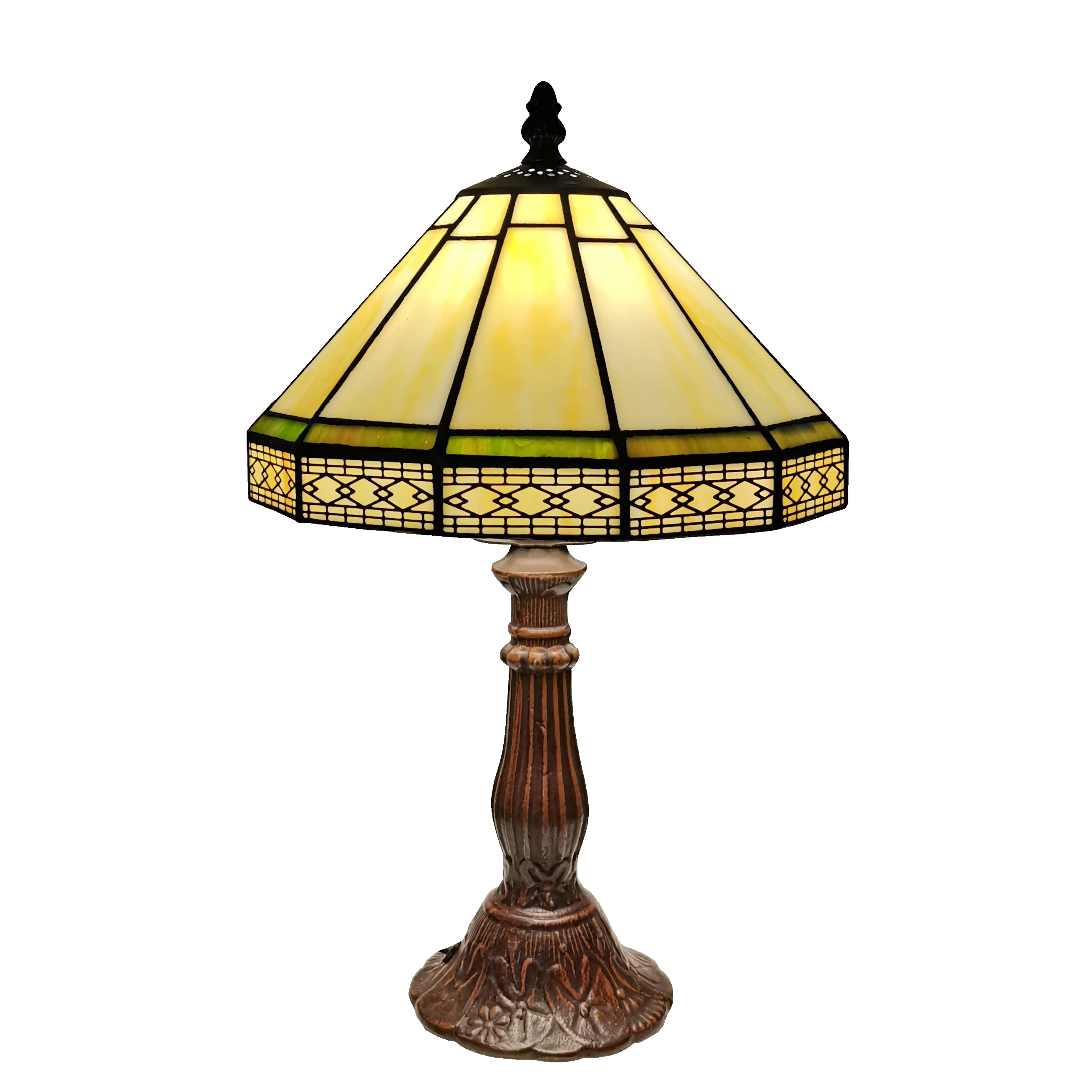 20CM Scandinavian Minimalist Geometric Mesh Small Table Lamp Tiffany Style Study Old-fashioned Glass Antique Gift Metal Base E27 - Image 6