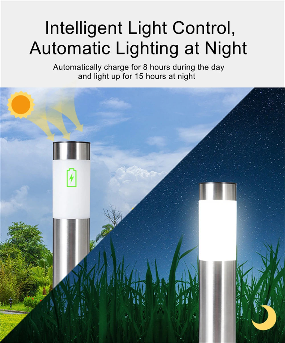 1/2/4 Pack Solar Garden Pathway Lights Outdoor LED Lighting Ground Plug Bollard Light for Patio, Gardens, Pathways,Lawn,Yard - Image 2