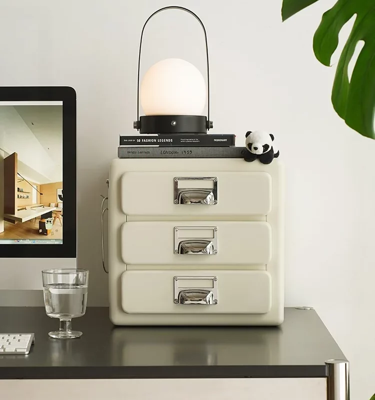 Multi-Layer Metal Mini Drawer Japanese Style Filing Cabinets Three-Drawer Desktop Organizer Storage Cabinet