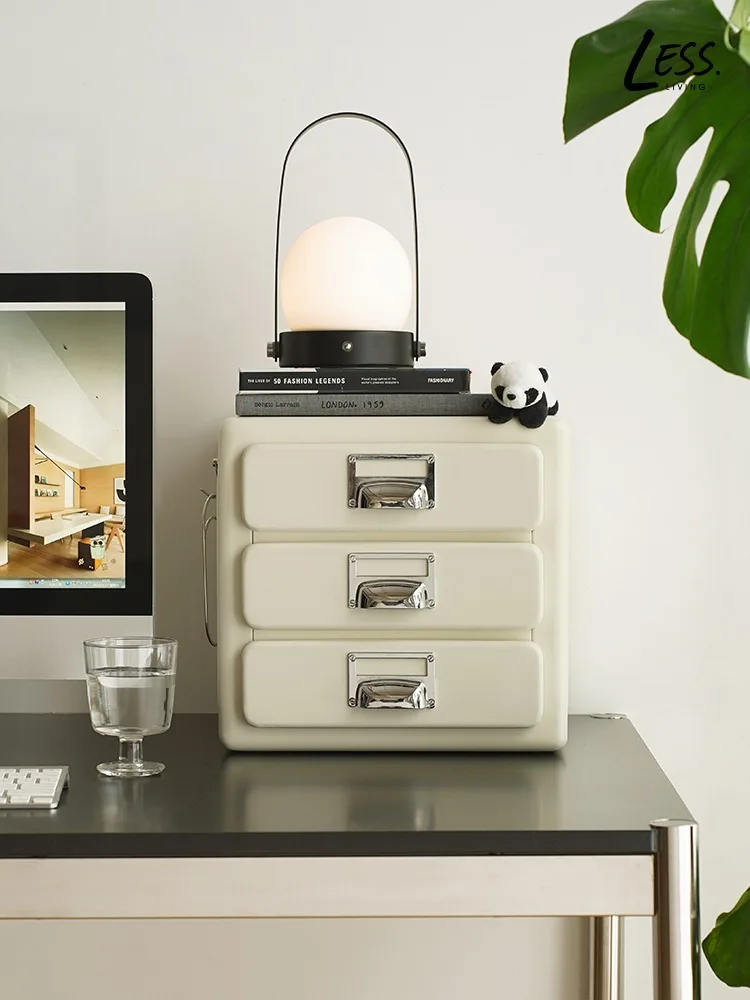 Multi-Layer Metal Mini Drawer Japanese Style Filing Cabinets Three-Drawer Desktop Organizer Storage Cabinet