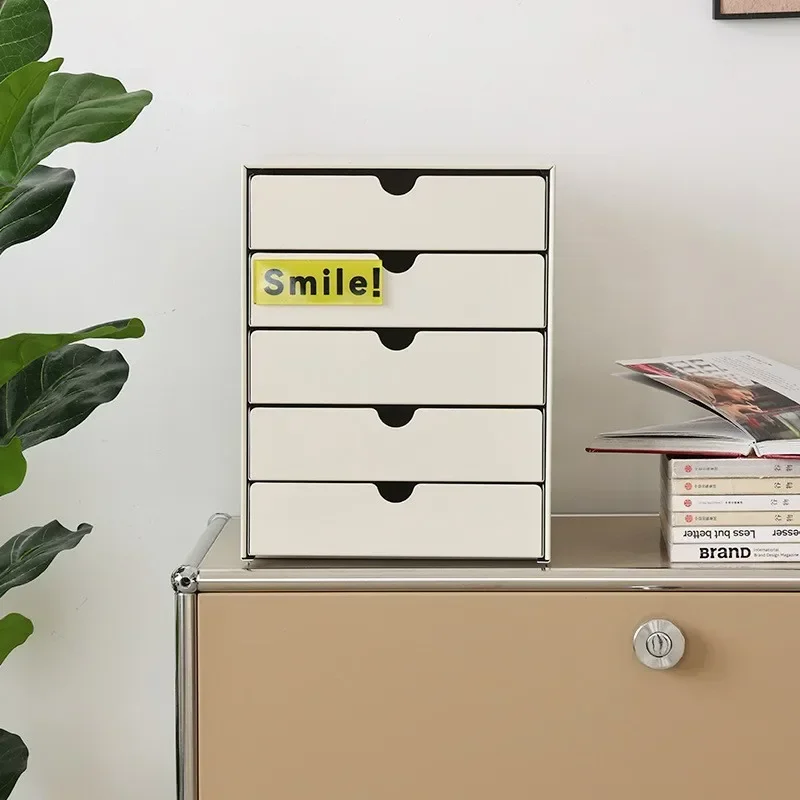 Ins Modern Simple Multi-tier Cabinet Metal White Drawer Multi-tier File Cabinet Desktop Office Organizer Storage Cabinet