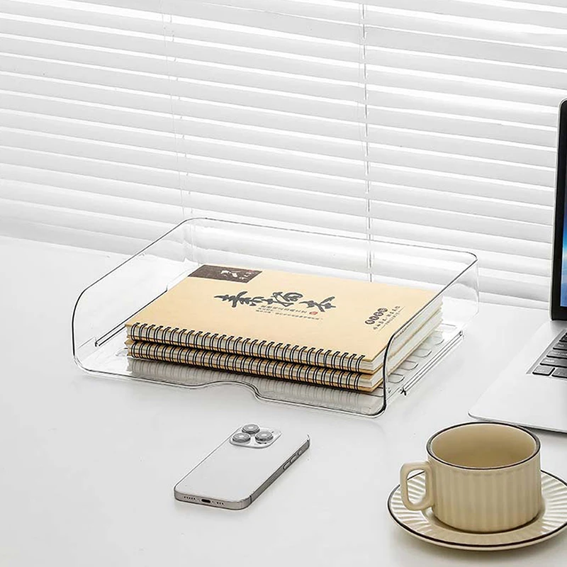 Stationery Desktop File Tray Durable Office Book Rack Stackable Paper Holder Shelf Plastic A4 Document Organizer - Image 4