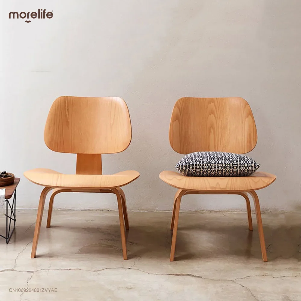 Molded Plywood Simple Leisure Chair Armchair Wood Legs Natural Living Room Century Wood Replica Accent Chairs Home Furniture - Image 2