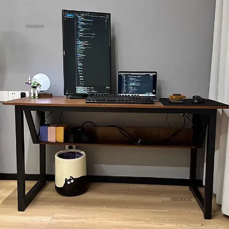 European Wooden Computer Desks Desktop Household Desk Rectangular Bedroom Double Table E-sports Gaming Table Simple Office Desks - Image 6