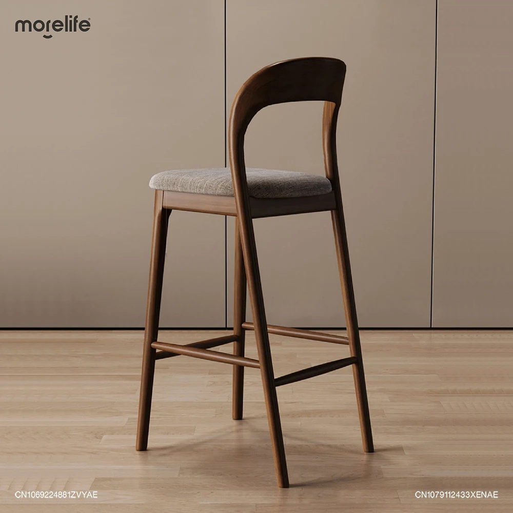 Nordic Designer Solid Wood Bar Chairs Counter Stools Island Table Dining Chair Kitchen High Legged Stool Light Luxury Furniture - Image 6