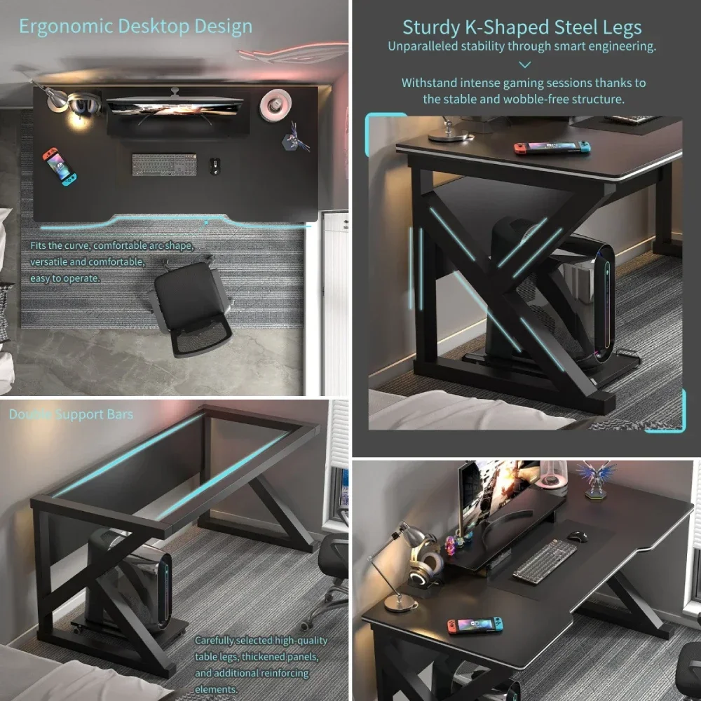 Gaming Desk and Chair Set, Ergonomic 31.5" Home Office Computer Desk with Monitor Stand, Student Study Table Writing Workstation - Image 5