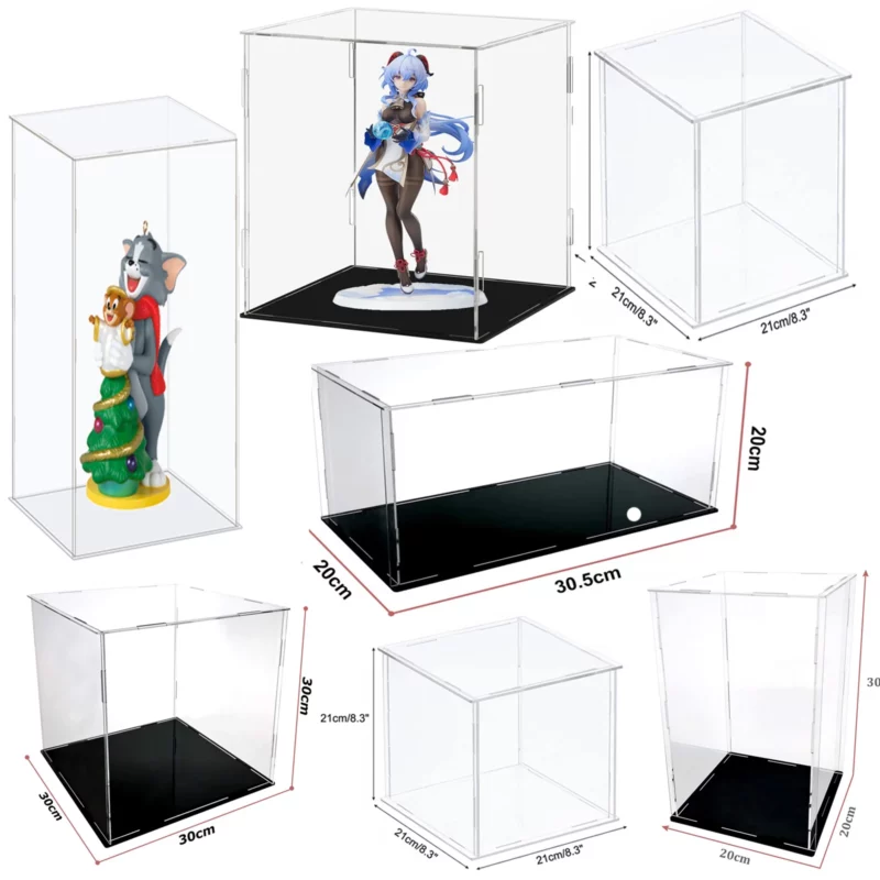 Acrylic Display Case for Collectibles Assemble Clear/Black Base Display Box Home Storage for Lego Figures Doll Toys Figurines