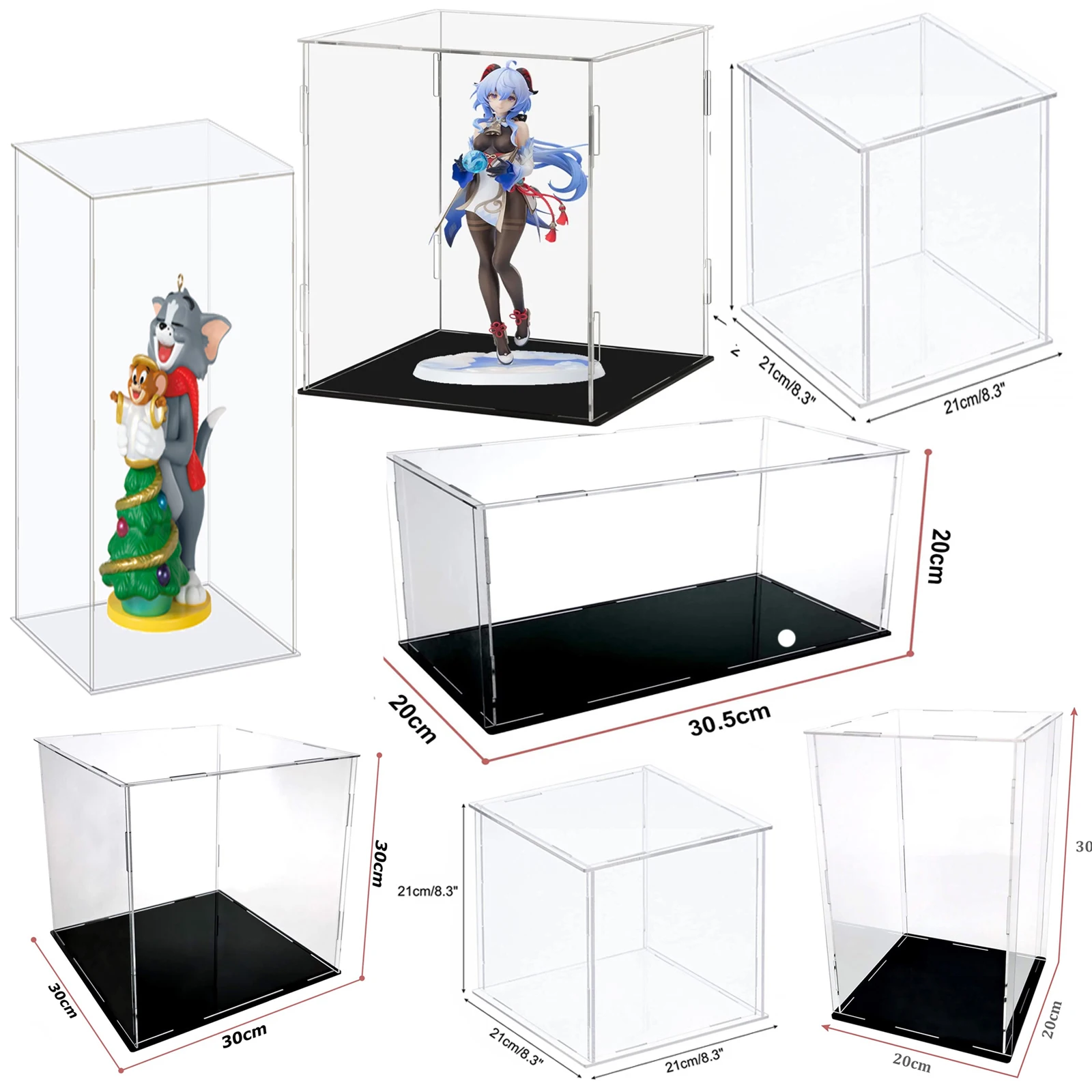 Acrylic Display Case for Collectibles Assemble Clear/Black Base Display Box Home Storage for Lego Figures Doll Toys Figurines