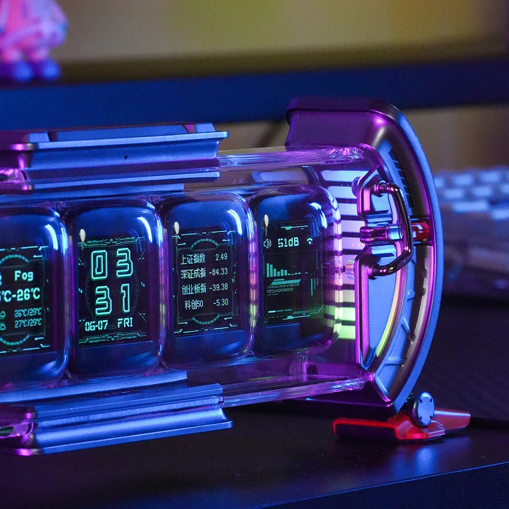 Times Gate Cyberpunk RGB Gaming Desk Accessories - IPS Monitor Pixel DIY for PC Game Setups Decor for Gaming Rooms Desks - Image 4