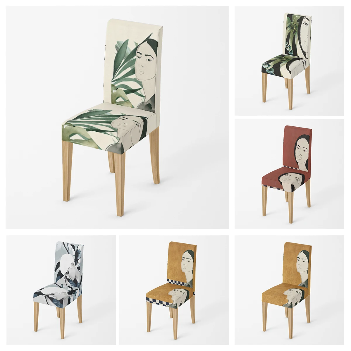 Home chair Covers kitchen adjustable dining elastic fabric chairs cover wedding Desk stretch back restaurant decro Abstract art