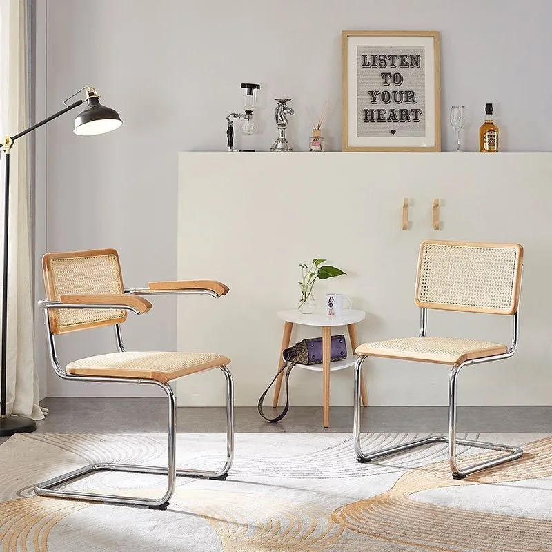 IHOME Medieval Leisure Internet Celebrity Designer Dining Chair Home Minimalist Backrest Rattan Chair Nordic Solid Wood Chair - Image 3