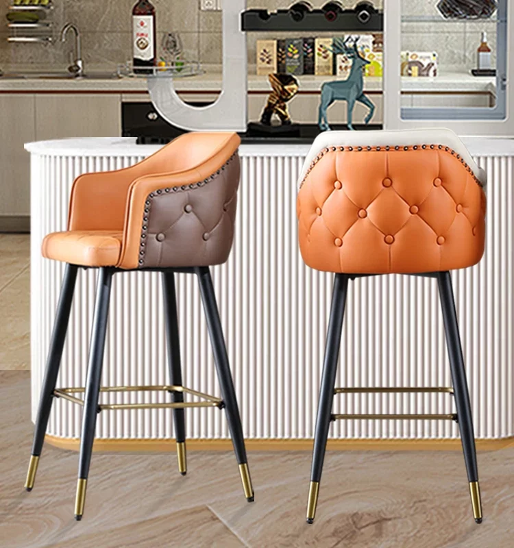 Nordic Home Furniture Bar Stool Modern Simple Living Room Coffee High Bar Chairs Front Desk Reception Leisure Backrest Armchair